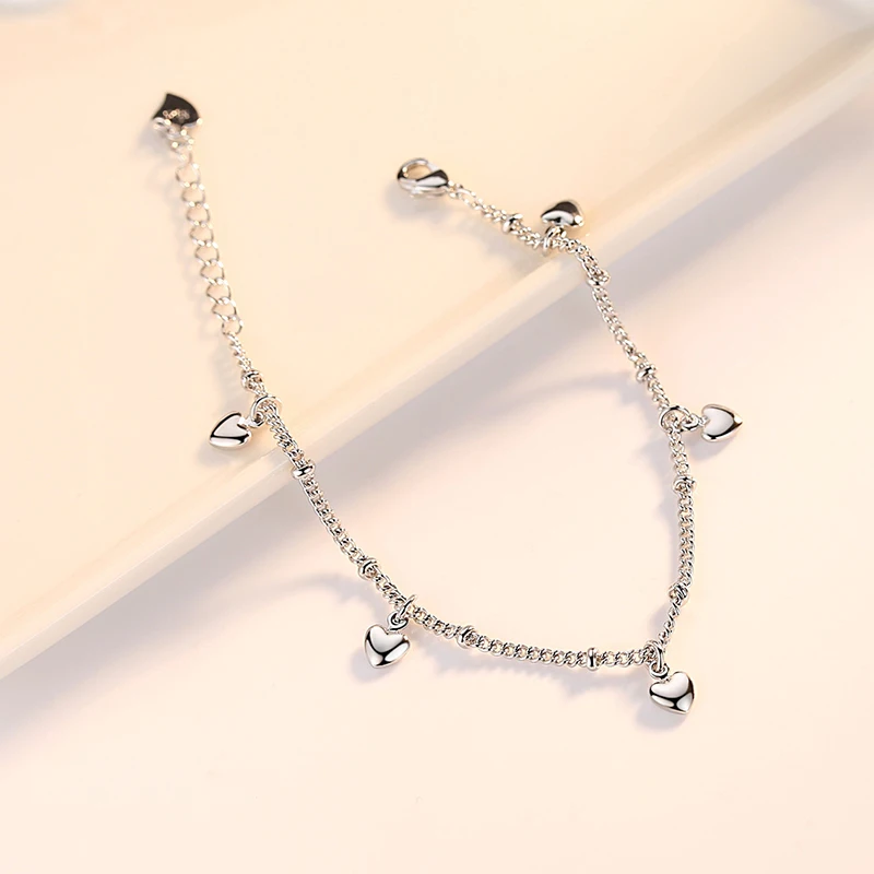 Simple Style Silver Plated Charm Bracelet Jewelry Gift Wholesale Top Quality Handmade Adjustable Heart For Women Girls | Украшения и