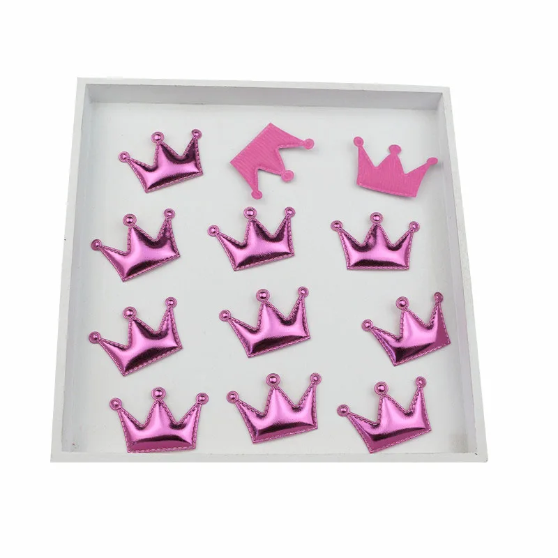 Rose red Crowns 50 шт. с рисунком короны/звезд/сердца, мягкие патчи, сделай сам, товары для рукоделия, скрапбукинг, аппликация, детские головные уборы, аксессуары, декор с блестками - Цвет: Rose red Crowns