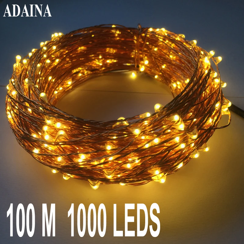 Гирлянда из медной проволоки 100 м 1000 светодиодов водонепроницаемая для улицы