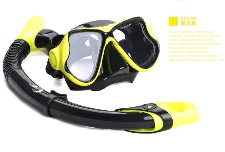 mask and tube-yellow YONSUB Набор масок для подводного плавания с коробкой для подводного плавания подводная Подводная охота маска для плавания и дайвинга+ набор дыхательных трубок или только маска - Цвет: mask and tube-yellow