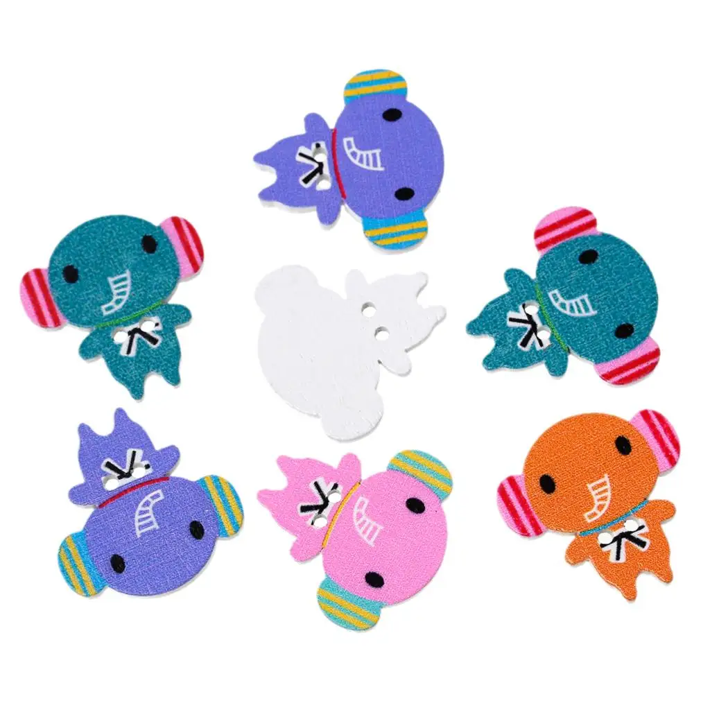 Дерево для пришивания пуговиц Скрапбукинг слон наугад 2 отверстия 26 мм (1 &quot) x 5 шт.