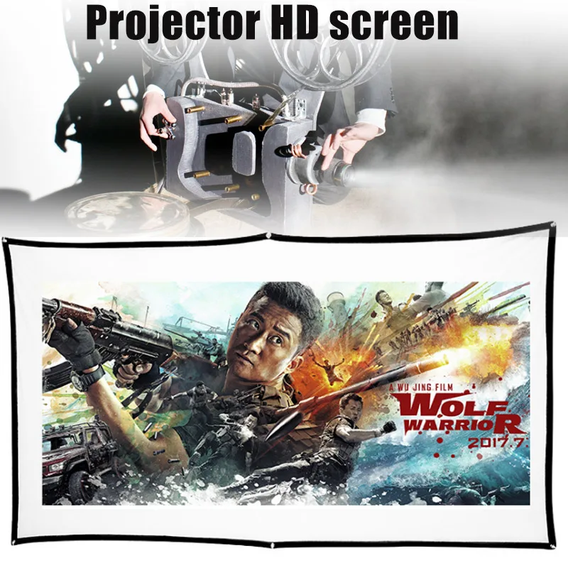 60 дюймовый экран проектора HD 16:9 настенный светодиодный для домашнего кинотеатра