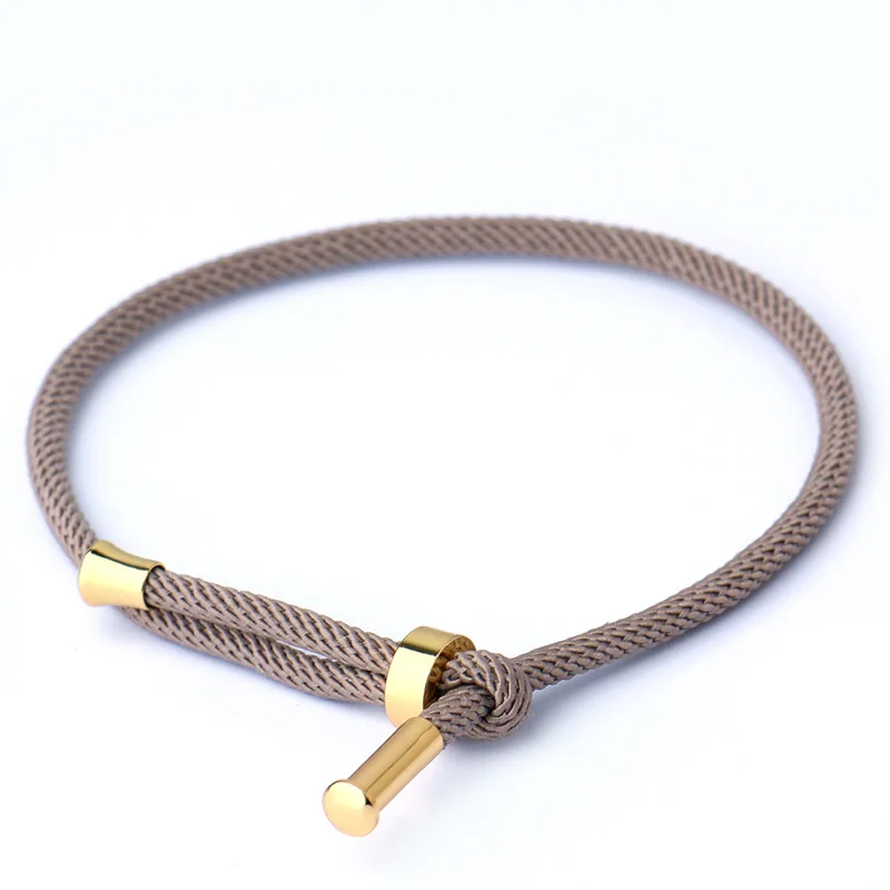 Light Brown Тренд, красная веревка для рук, браслет для пары, золотой, медный, черный, Миланский канат, красная веревка, регулируемый браслет для мужчин и женщин, изготовление ювелирных изделий красная нить - Цвет: Light Brown