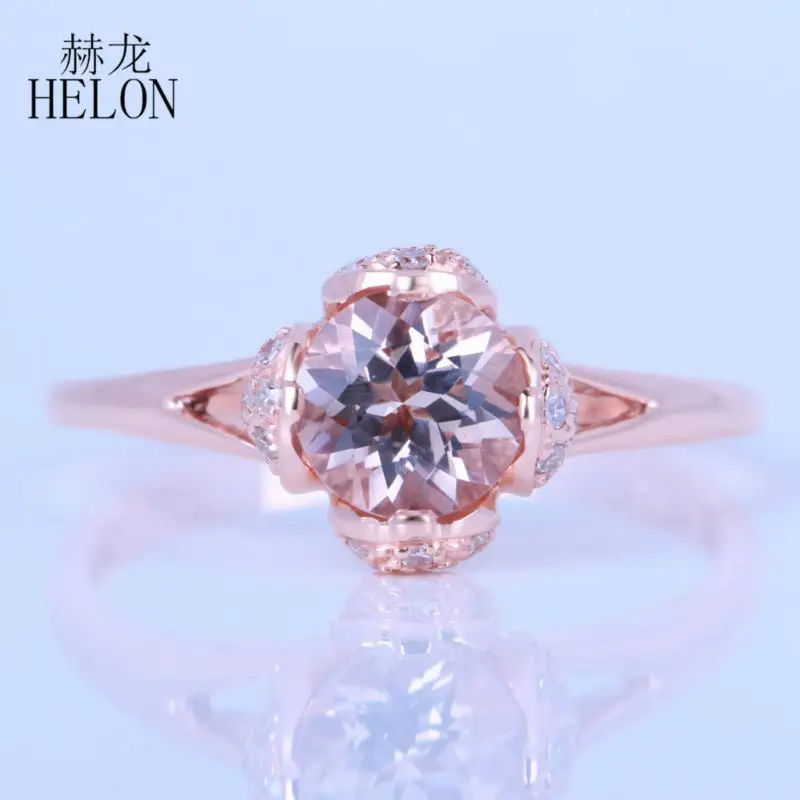 Женское Обручальное Кольцо HELON розовое золото 14 к 6 мм Круглый 0.9ct натуральный