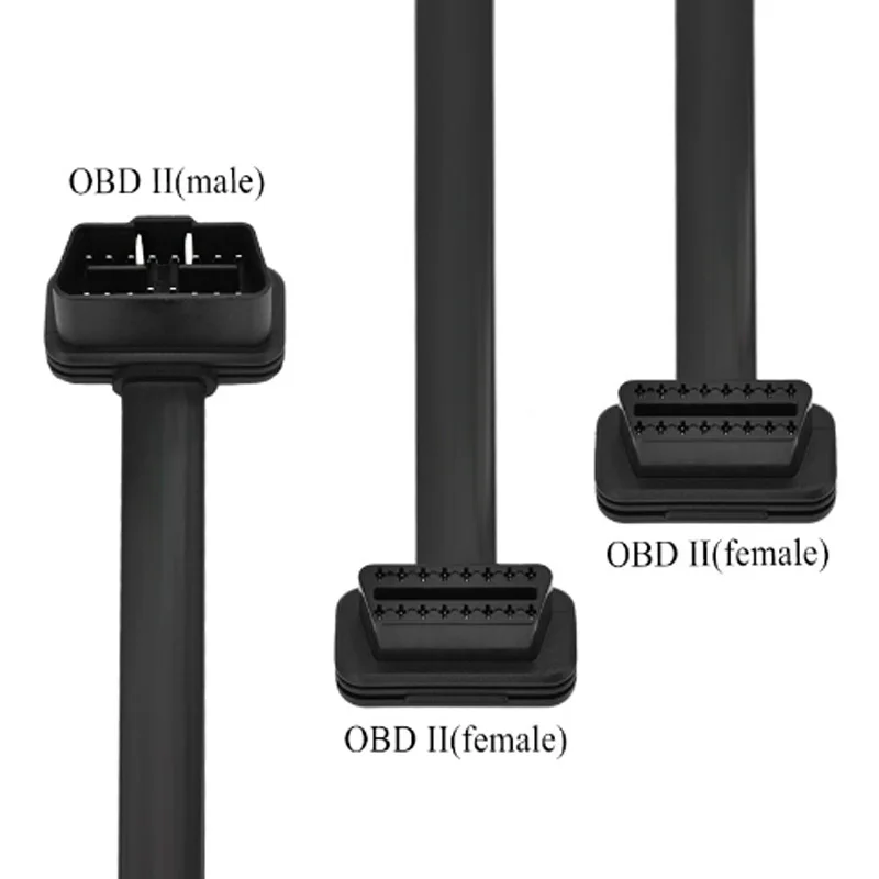 Flat+Thin 16Pin OBD 2 Extender OBD2 16 Pin ELM327 Male To Dual Female Y Splitter Elbow OBDII Extension Connector Cable |