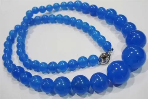 Бесплатная доставка @ RHJ00142 6-14 мм синее ожерелье 18 дюймов AAAA ++