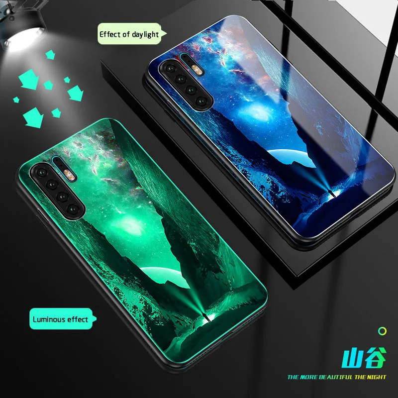 Чехол со светящимся стеклом для Huawei P30 Pro mate 20 роскошный чехол из закаленного