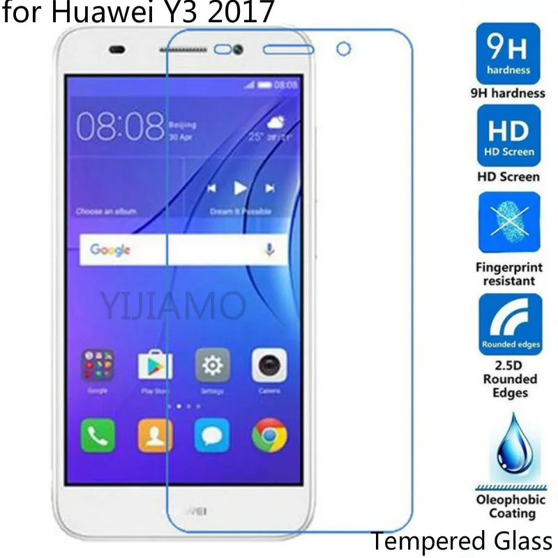 Закаленное стекло для Huawei Y3 2017 3 III CRO L02 Защита экрана Y 2017|Защитные стёкла и плёнки