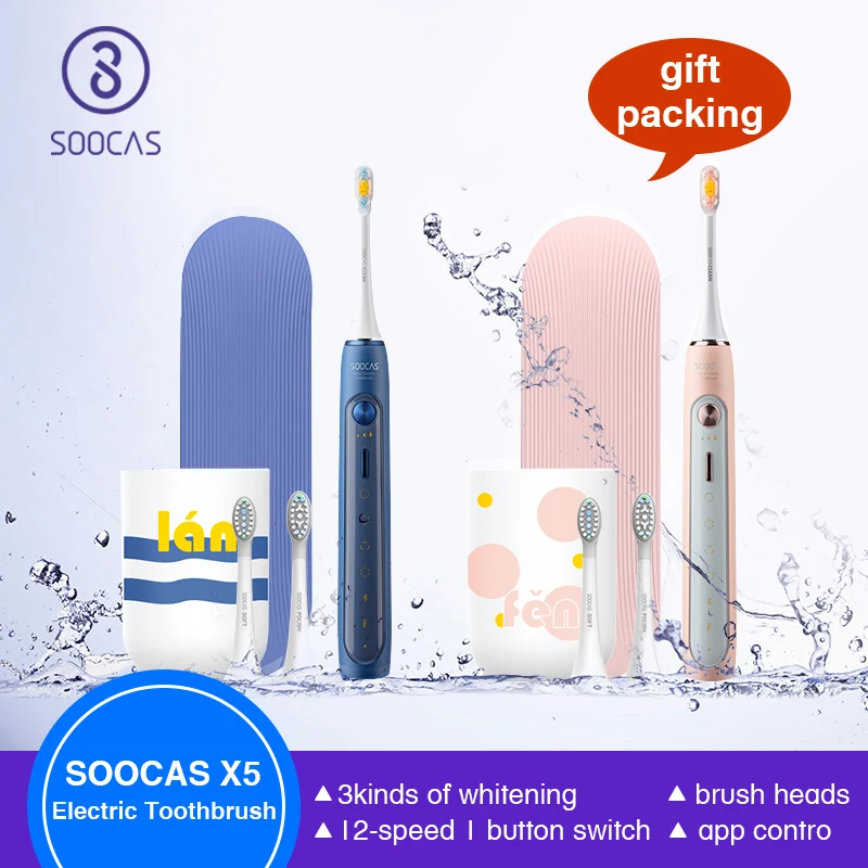 Xiaomi Soocas X3 X5 звуковая электрическая зубная щетка перезаряжаемая Водонепроницаемая Mijia электрическая зубная щетка модернизированная ультразвуковая автоматическая