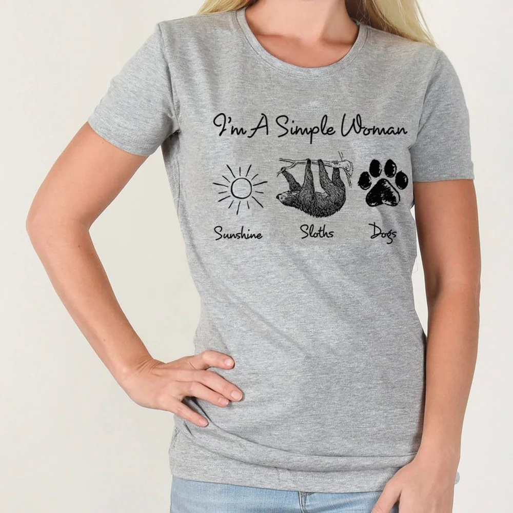 Я просто женщина с солнцем ленивые собаки Дамская одежда летняя футболка