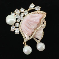 korean fashion brooch female shell flower pearl micro embossed brooch pin