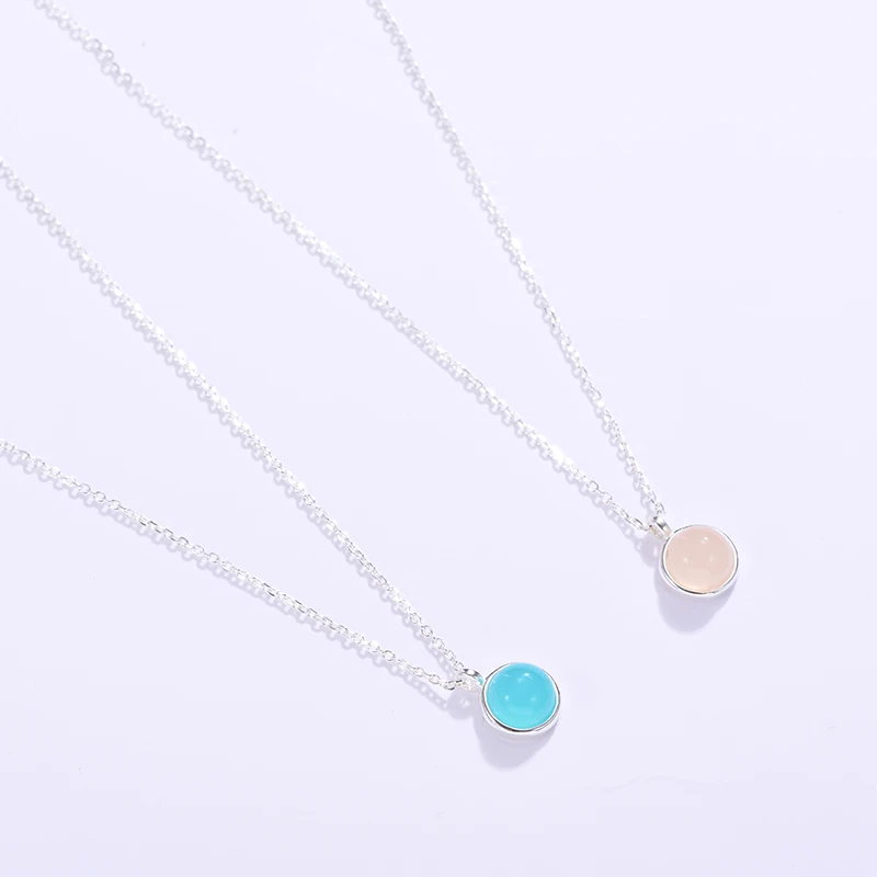 Hongye круглые ожерелья с драгоценными камнями для женщин 2 вида цветов современный стиль серебро 925 цепочка на