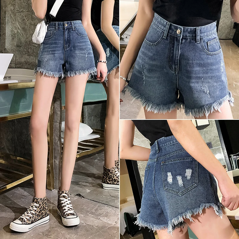 M 5XL большой код Для женщин джинсы шорты Ленточки короткие feminino Кнопка царапин