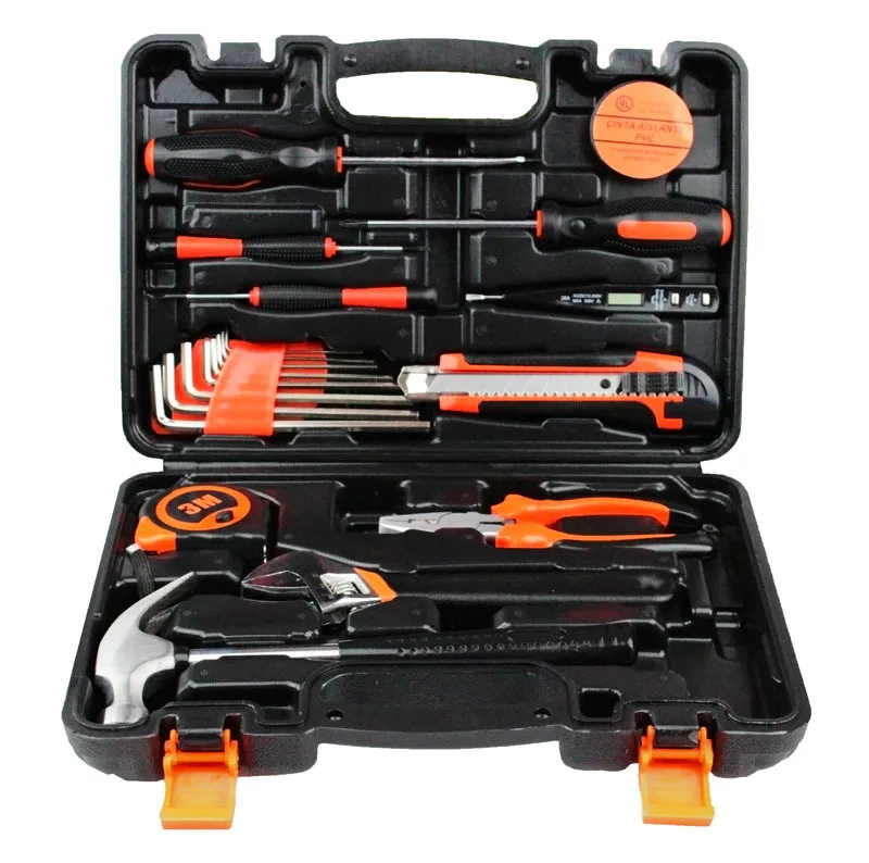 HB 19 Pcs Household Hand Tool Set Wood Working Tools Plastic Toolbox Storage Case General | Инструменты