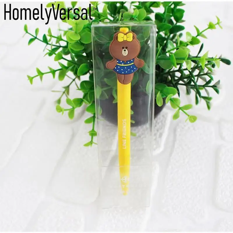 yellow with bag 0,5 мм милая Шариковая ручка с плюшевым мишкой для офиса и школы, канцелярские принадлежности - Цвет: yellow with bag