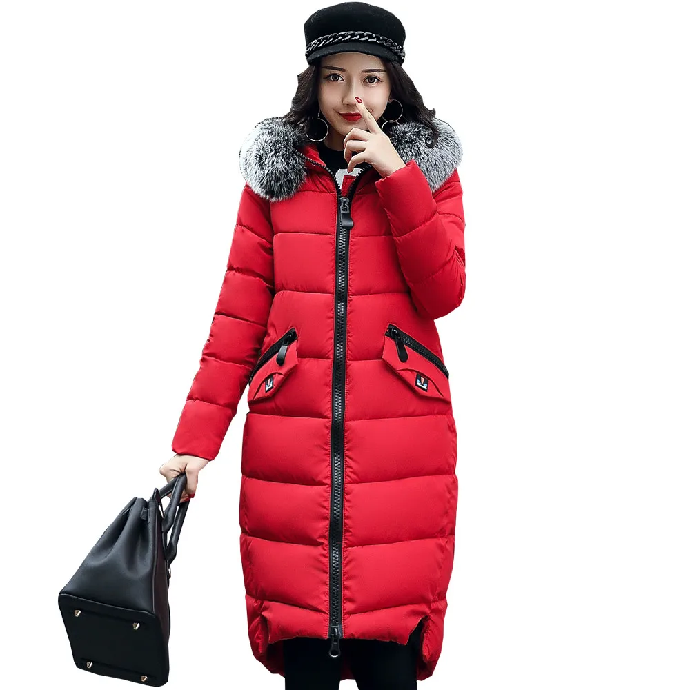 

2019 New winter jacket Parkas Women New Cotton Padded Parkas Coat Warm Thicken Long Hooded Girls Big Fur Jacket M-3XL