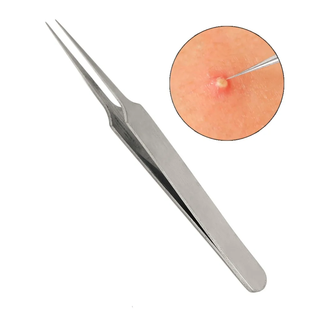 3 шт. практические игольчатый Пинцет для прыщей и черных точек с острым изгиб Клин
