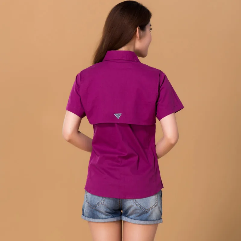 Camisa Feminina, блузка, женские рубашки, рубашка с коротким рукавом, летняя, Студенческая, профессиональная, женская, с коротким рукавом, из окрашенной пряжи - Цвет: Deep purple 1008