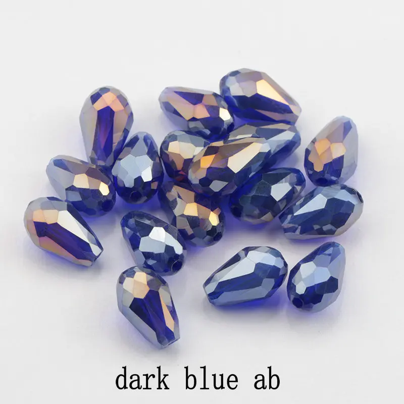 dark blue ab Высокое качество 6X8 мм, 8X10 мм Кристал, слезинка Форма Бисер стеклянные бусины Свободные Распорки Круглые бусины для самостоят - Цвет: dark blue ab