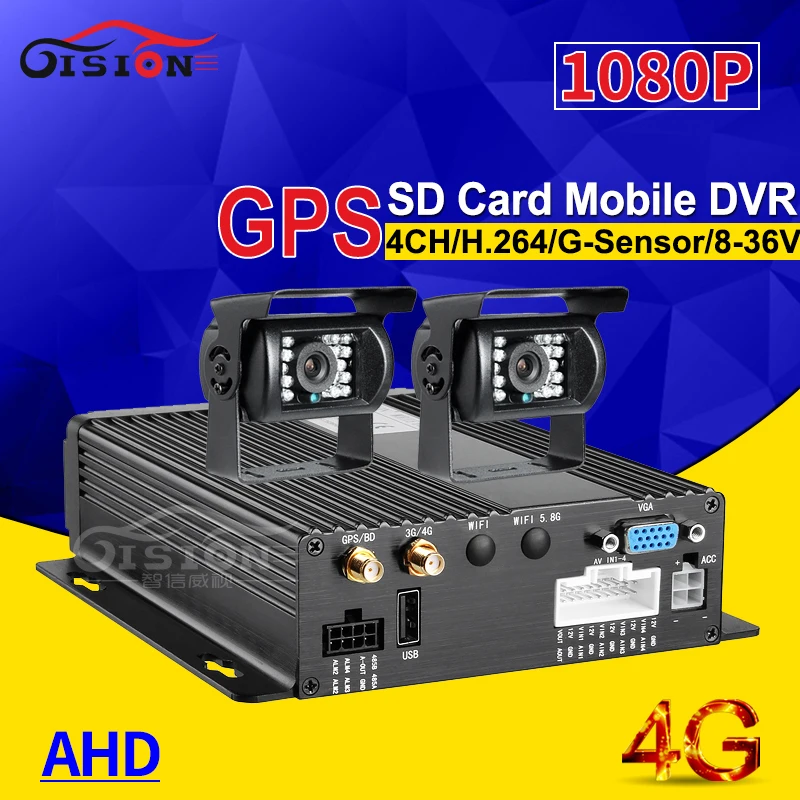 Онлайн 4G GPS трекер 4CH Автомобильный видеорегистратор Мобильный Dvr Android/Ios телефон