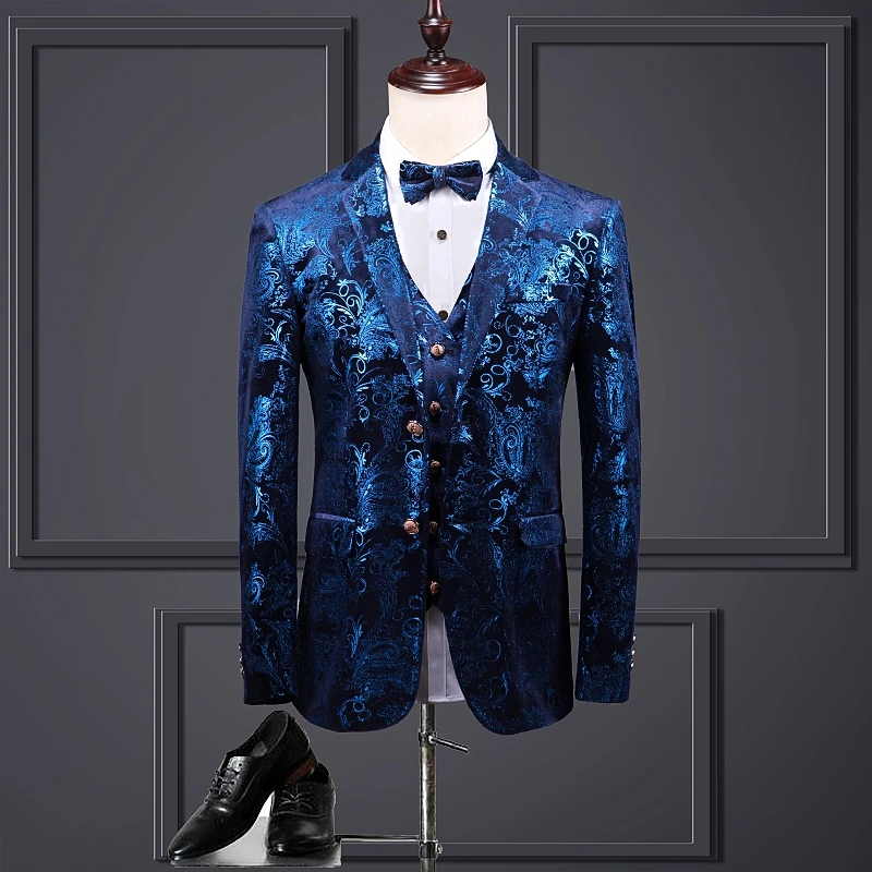 Мужские костюмы из 3 предметов (пиджак + жилет брюки) роскошные мужские свадебные