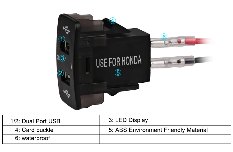 Красный синий зеленый 12 В двойной USB Автомобильное зарядное устройство вольтметр прикуриватель USB зарядное устройство порт телефон светодиодный вольтметр адаптер для Honda