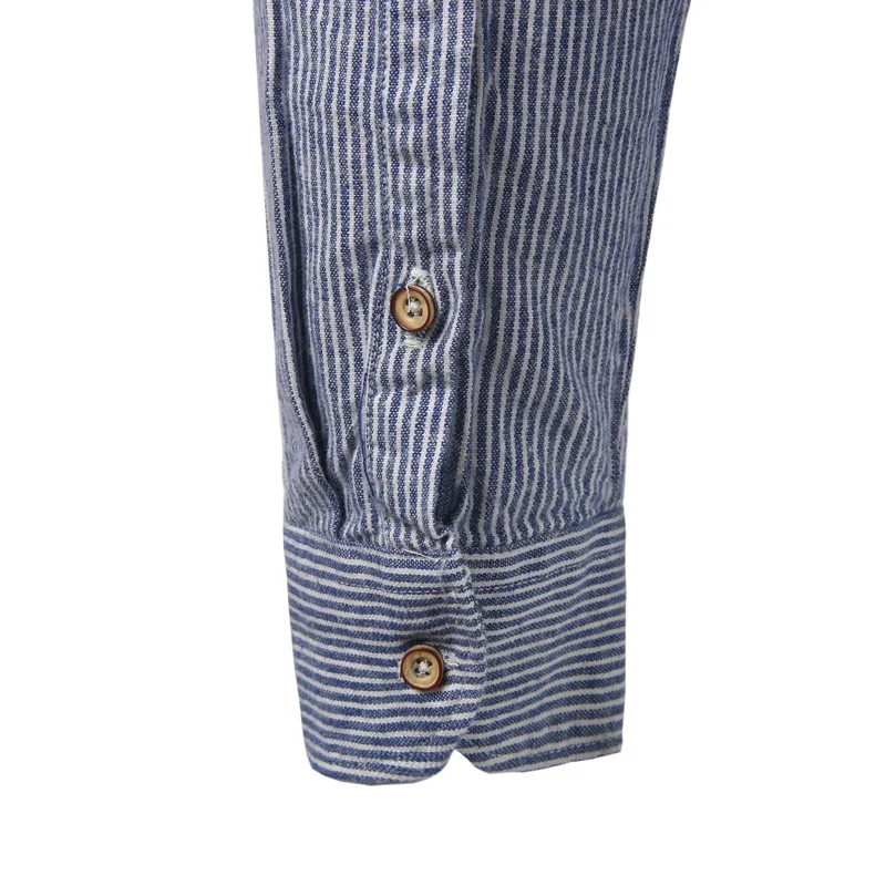 Полосатая Мужская рубашка весна осень 2017 мужская приталенная с длинным рукавом