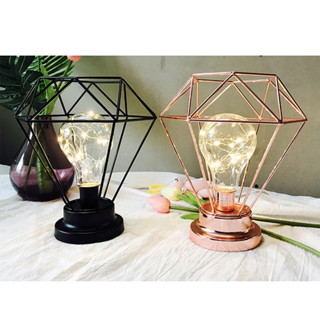 Iguardor Minimalism Style Creative Modeling Iron Art Night Light Table Top Home Festival Party Decorative Lamp Battery powered | Освещение
