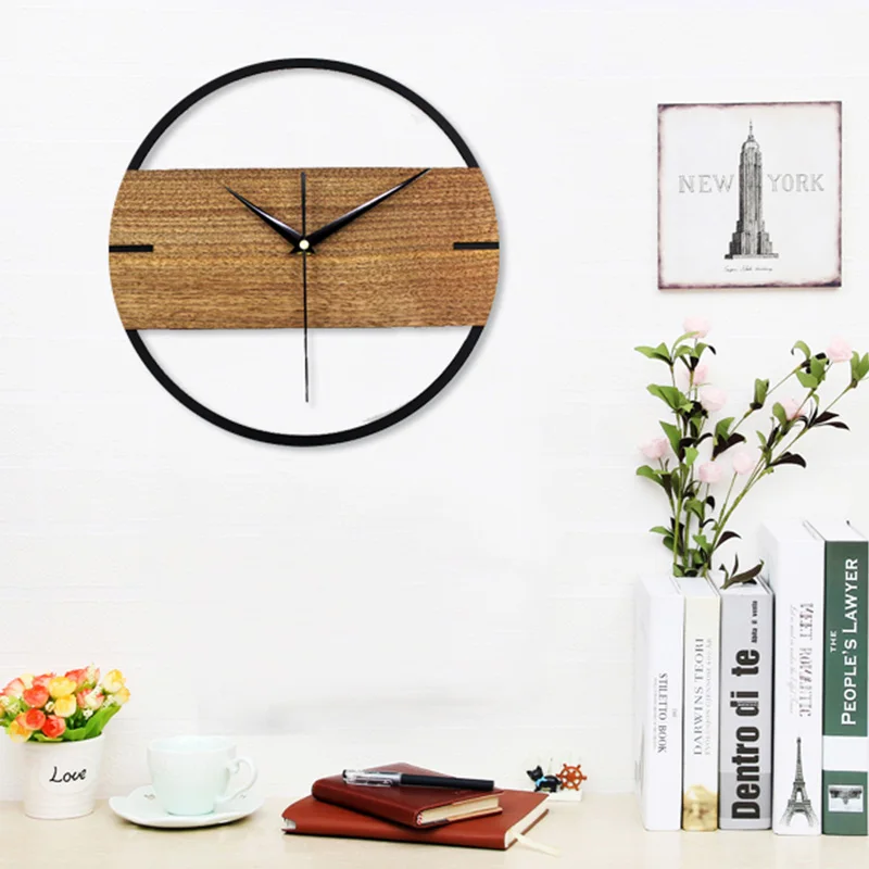 12 inch 3D Silent Vintage Wall Clock Simple Modern Design Wooden Clocks for Bedroom Stickers Wood Watch Home Decor | Дом и сад