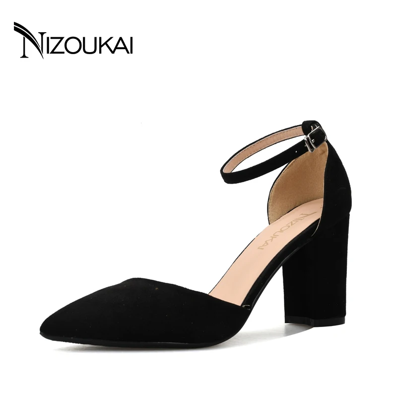 

2017 Fashion High Heels Newest Women Pumps Summer Women Shoes Thick Heel Pumps Comfortable Shoes Woman Black Red Shoes LJC2-r8
