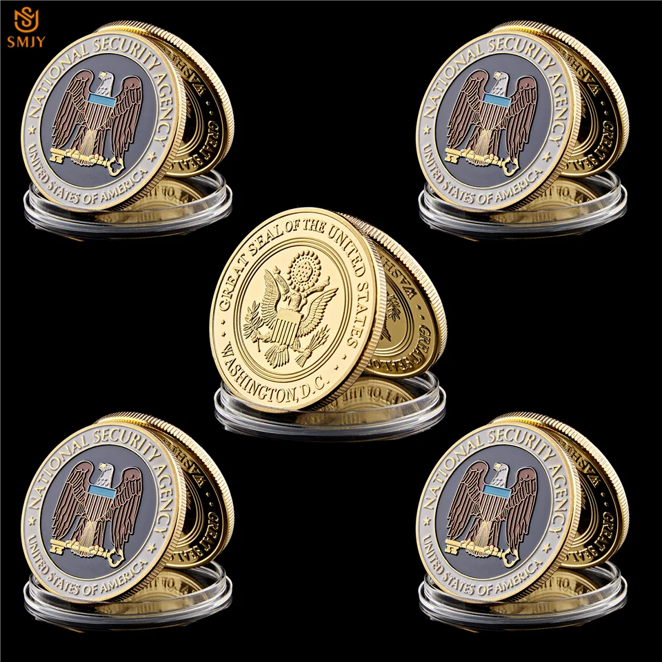 5 adet abd Washington.D.C 'ye ulus güvenlik ajansı abd altın askeri mücadelesi hatıra parası koleksiyonu