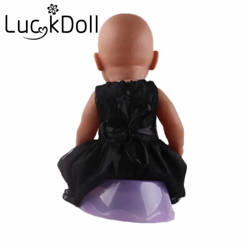 LUCKDOLL черное кружевное шифоновое Открытое платье подходит для 18 дюймового