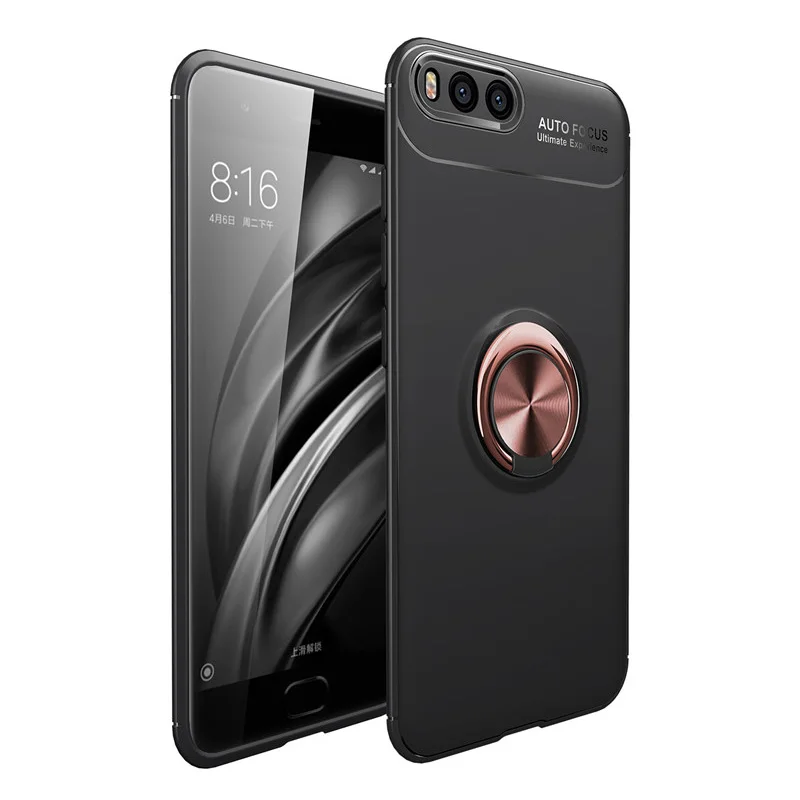 Модный чехол с полной защитой для Xiaomi Mi6 Mi5 6X MAX2 MIX2 MIX2S магнитным кольцом и
