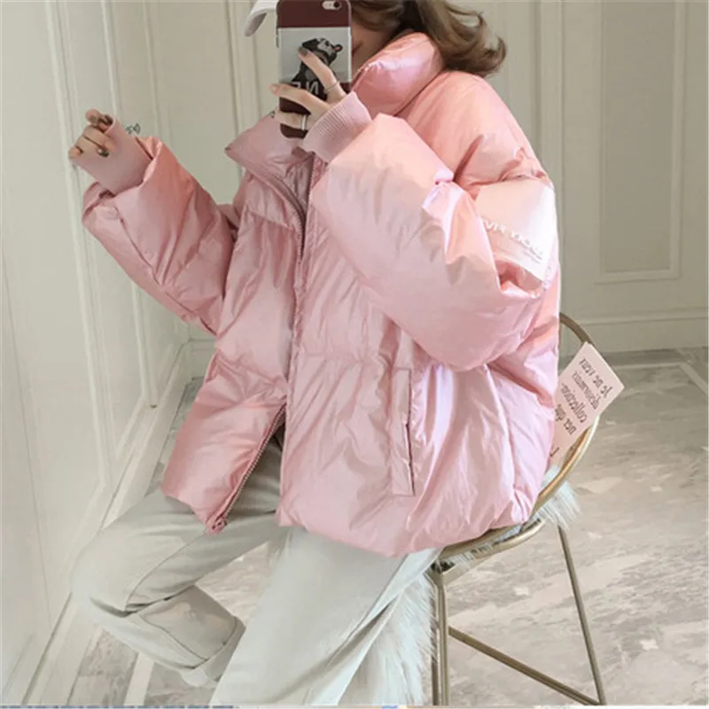 Женское хлопковое пальто в Корейском стиле однотонная свободная стеганая куртка