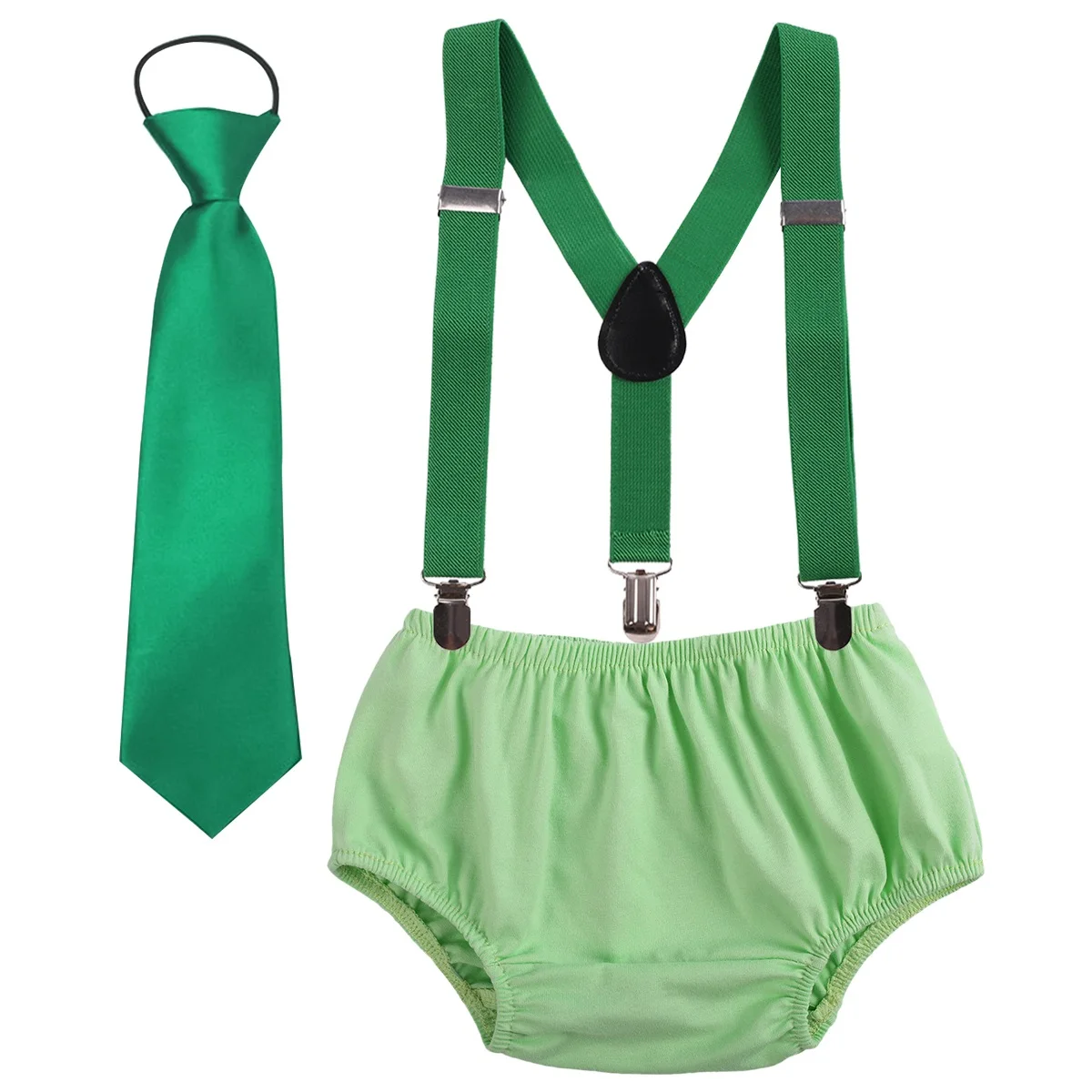 Light Green Одежда для маленьких мальчиков и девочек День рождения костюм для Cake Smash шорты штаны Подтяжки галстук-бабочка, милые комплекты одежды для малышей из 3 предметов, для фотосессии - Цвет: Light Green