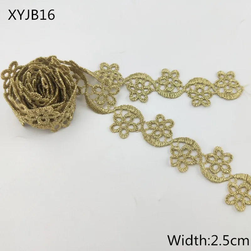 XYJB16 2 ярда в ширину, Золотое кружево, сделай сам, Лолита, Швейные аксессуары для одежды, отделка по краям, Свадебное кружево, кружевной материал, Королевское Платье, XYJB14-17 - Цвет: XYJB16