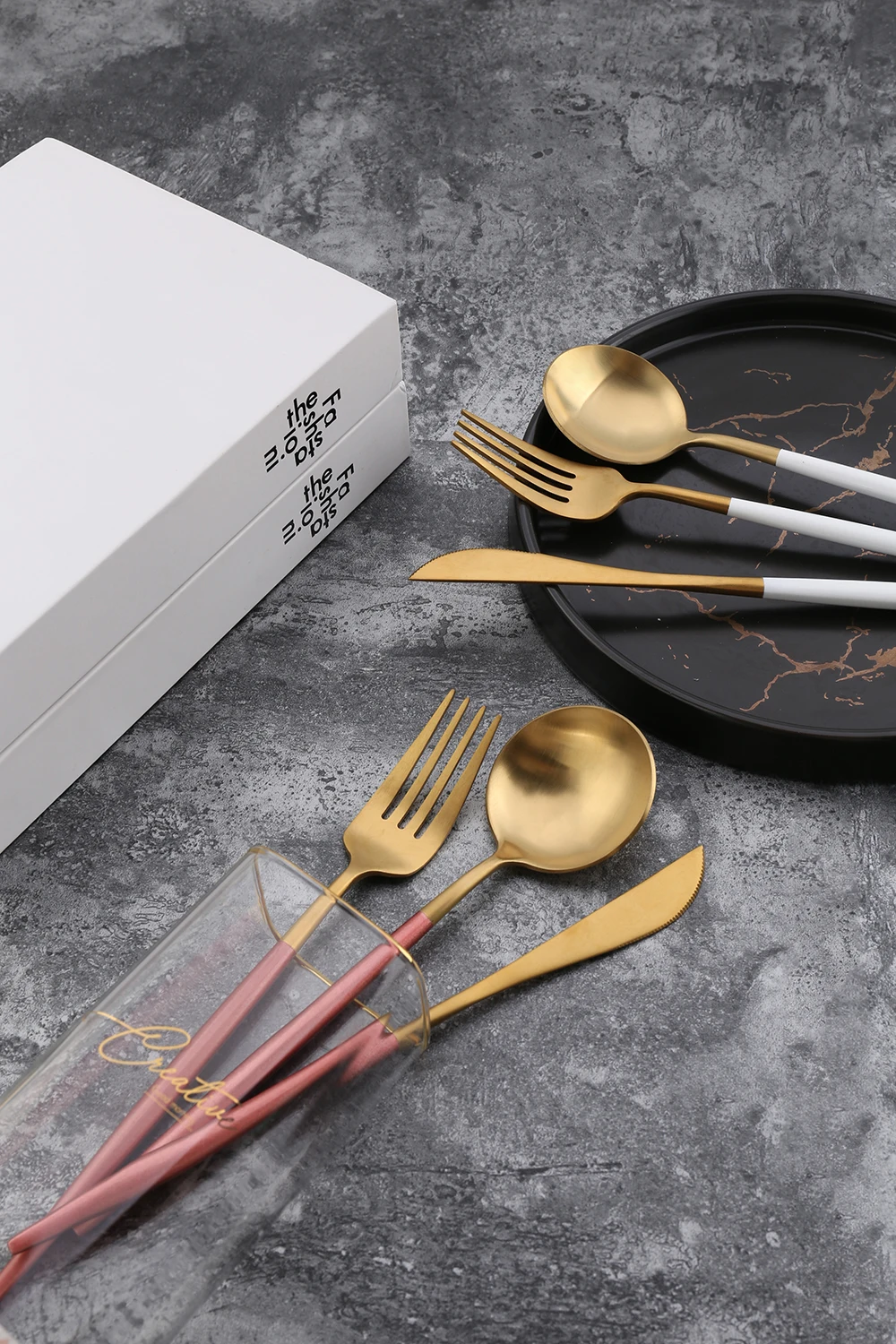 Best cuberterias acero inox 304 нержавеющая сталь tofok столовые приборы Таблица услуг комплект покрытый чехол bestekset стол ножи вилы ложка