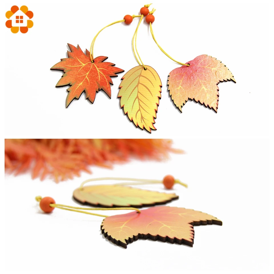 6 шт. винтажные Деревянные Подвески украшения сделай сам осенний кленовый лист