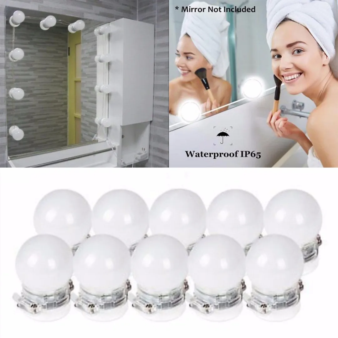 Светодиодный зеркальный светильник с 10 лампочками для макияжа голливудское