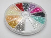500 mixed colour half pearl bead 4mm flat back round gems with wheel 12 colour