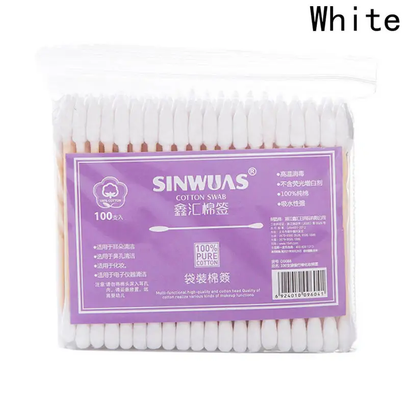 100 шт./пакет двойной головкой ватный тампон Для женщин одноразовые кисти для