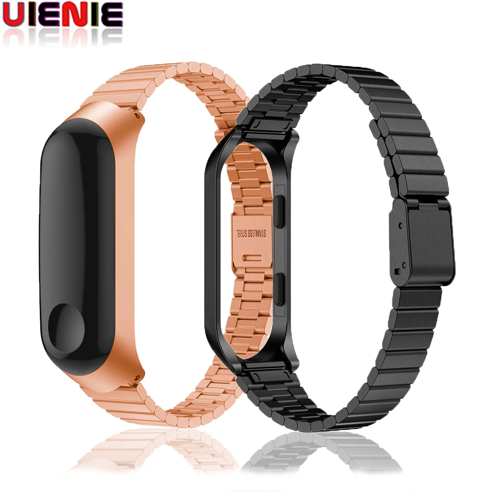 UIENIE металлический ремешок для Xiaomi mi Band 4 3 ремешок Безвинтовой браслет из нержавеющей стали Сменные аксессуары для mi Band 3 4