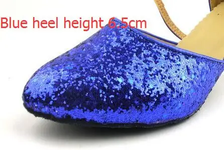 Blue 3 Новинка, 5 цветов, расшитые блестками, синие, красные, черные, золотые, серебряные, женские туфли для бальных танцев, танго, сальсы, латинских танцев/дешевая обувь для сальсы с закрытым носком - Цвет: Blue 3
