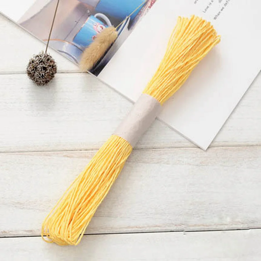 light yellow 100 г/лот, бумажная пряжа из рафии, пряжа, соломенная веревка для вязания шляп, сумка, витая пряжа, оберточная бечевка, нить, сделай сам, поставщик рукоделия - Цвет: light yellow