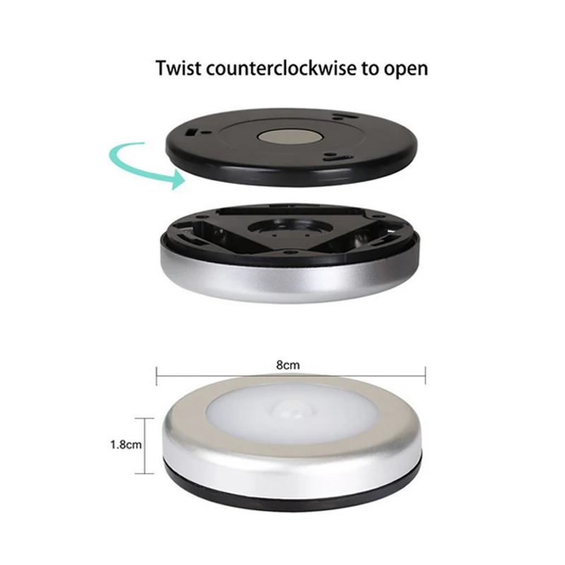 PIR Motion Sensor Under Cabinet Light Auto Smart Night light wall lamp LED Lights For Bedroom Closet Kitchen Wardrobe Lighting | Лампы и