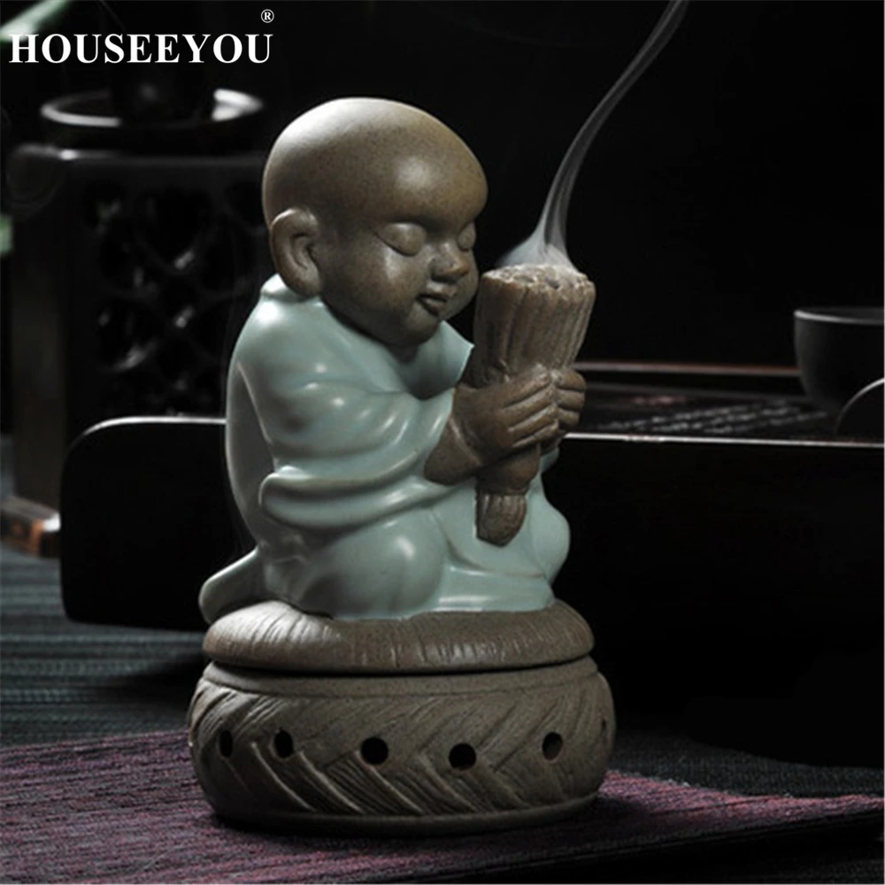 Керамическая горелка подставка для благовоний статуя монаха Будды катушка из