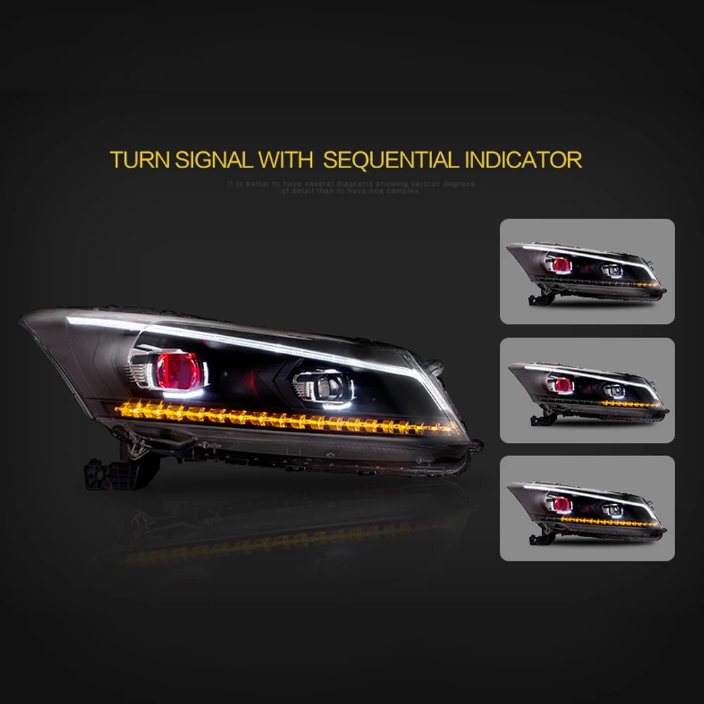 Для HYUNDAI ACCORD 2008 2009 2010 2011 2012 светодиодный головной фонарь DRL фара в сборе|Фара для