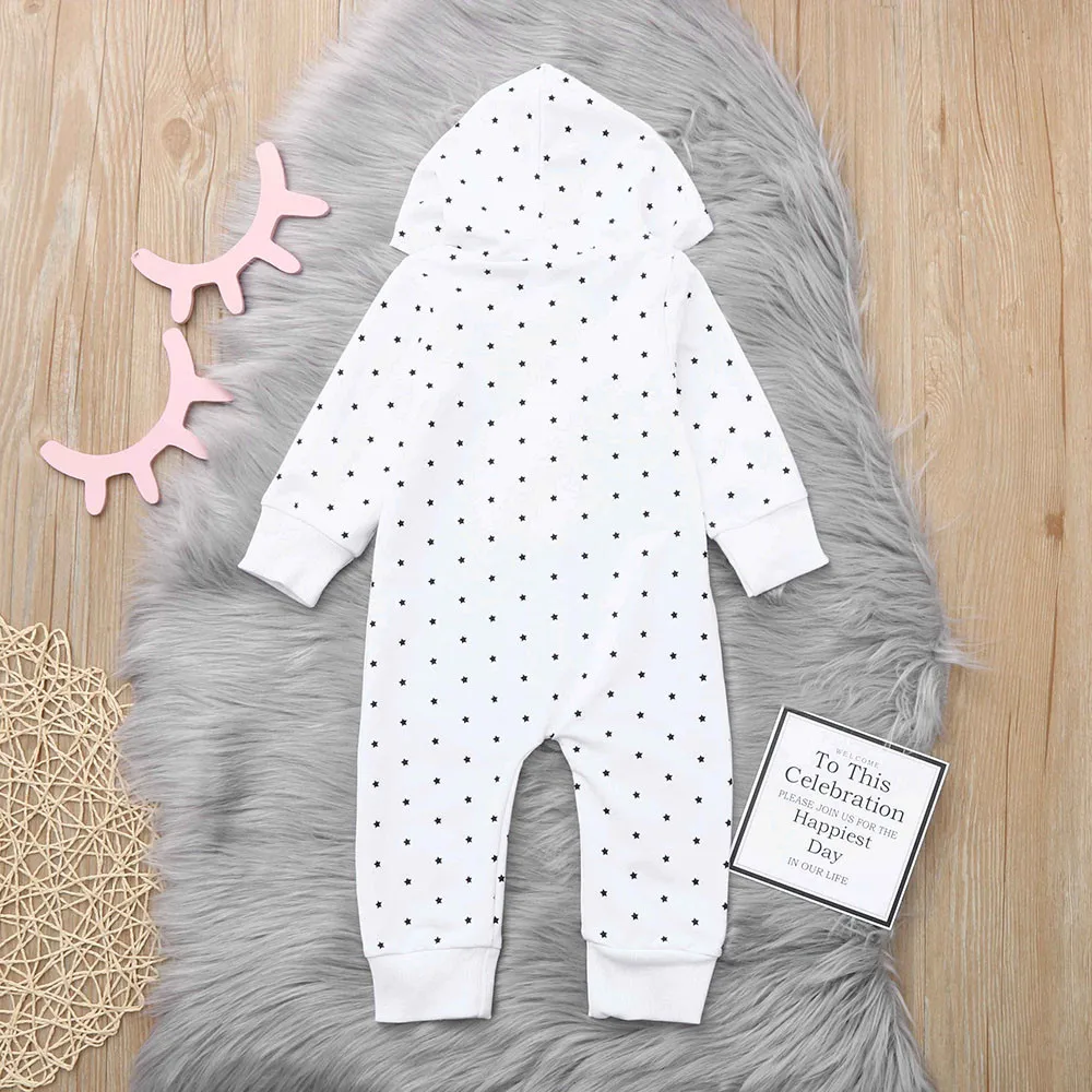 MUQGEW New Autumn Baby Girl Clothes Cotton Infant Boy Letter Hooded Romper Jumpsuit Newborn Clothing dropshipping | Детская одежда и