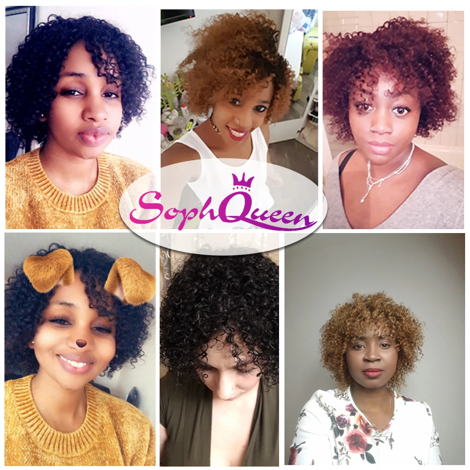 Soph queen короткие кудрявые человеческие волосы Джерри парики для черных женщин бразильский Remy парик с короткими вьющимися волосами машина сделал кудрявый парик 125 г H. Jerry