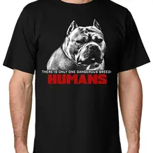 Мужская черная футболка с принтом Ban Stupid Humans not Dogs от small thru